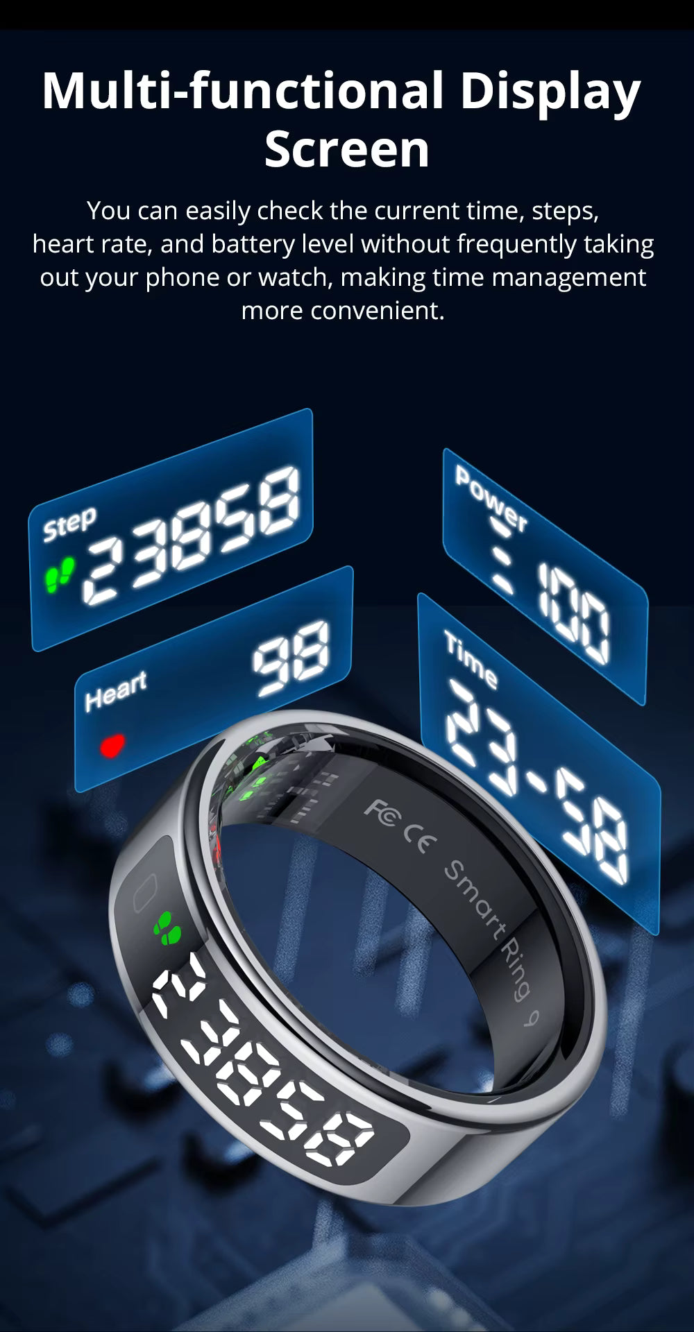 Bague connectée COLMI R12 Smart Ring avec écran d'affichage et tactile